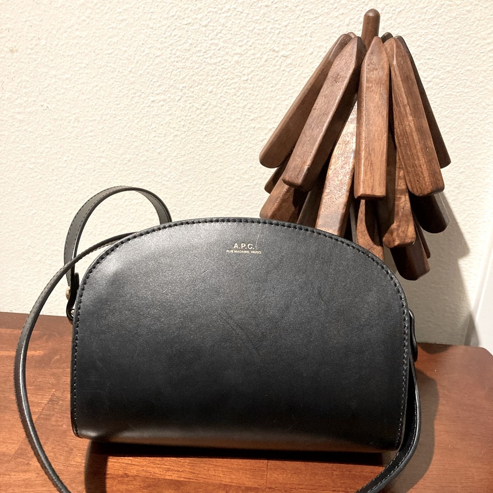A.P.C. black mini demi-lune bag